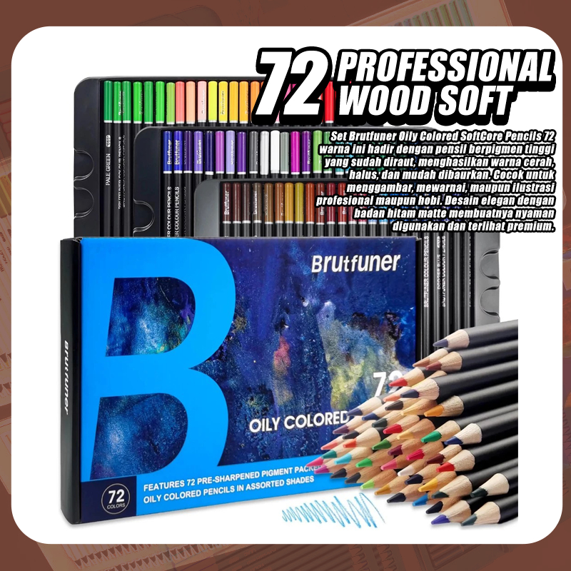 

Brutfuner 72 Colors Professional Wood soft lead 3.8 mm Oil Colored Pencils Set For Drawing Sketch School Art Supplies