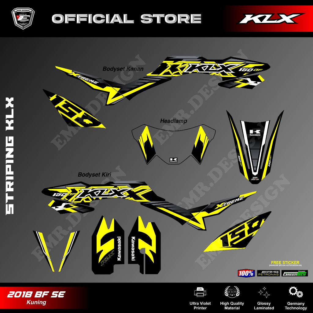 Striping KLX 150 2018 BF SE Xtreme Kuning
