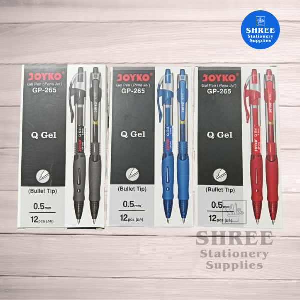 

Joyko Gel Pen GP-265 Bullet Tip – Pulpen Tinta Gel Warna Hitam, Biru & Merah untuk Sekolah & Kantor | Shree Stationery Supplies