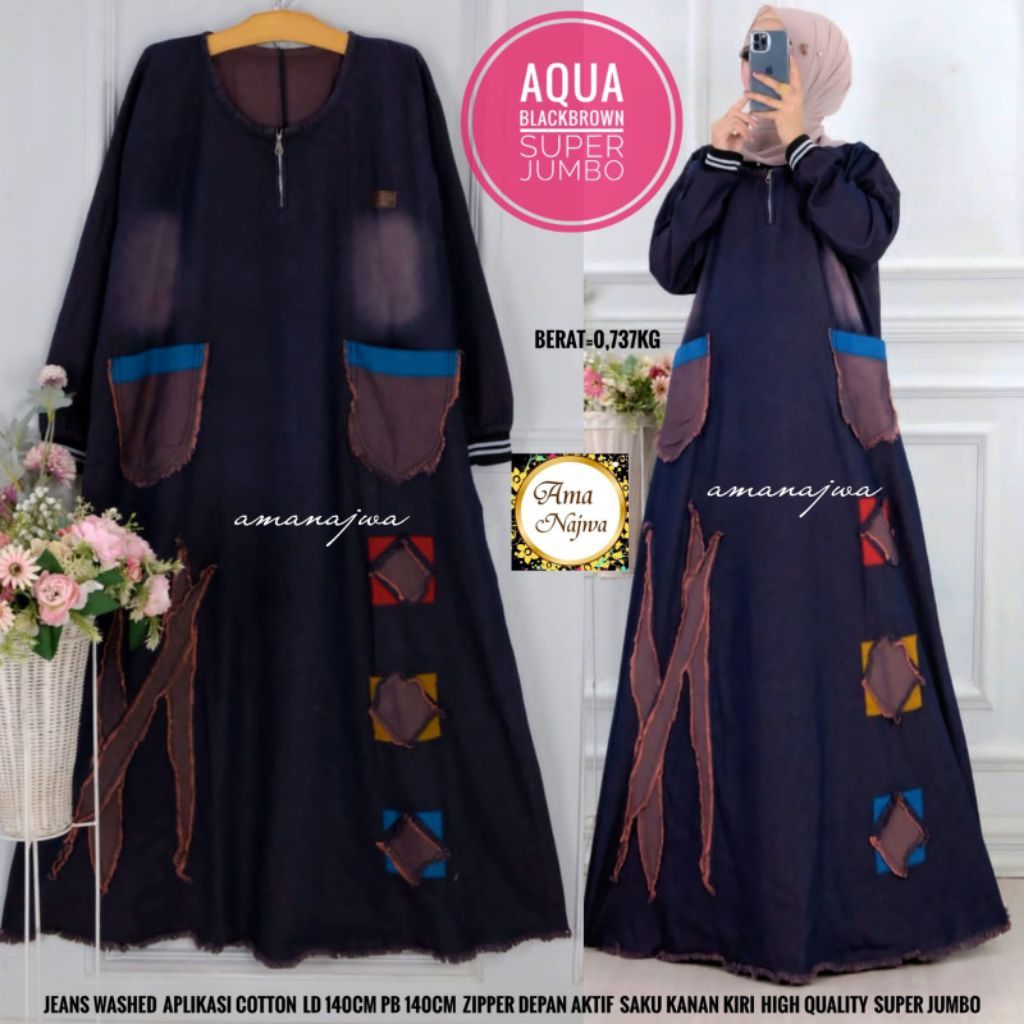 JUMBO LD 140 cm  AQUA GAMIS BAJU WANITA BY AMANAJWA