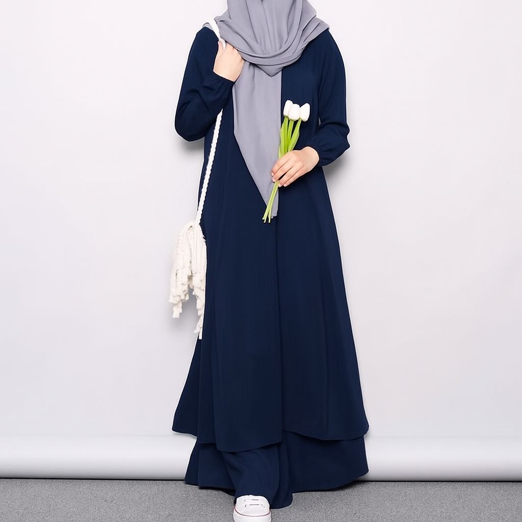 Lodress Gamis Syar'i | Long Tunik Zipper Busui | Tunik Panjang Kekinian by Zayya Mode