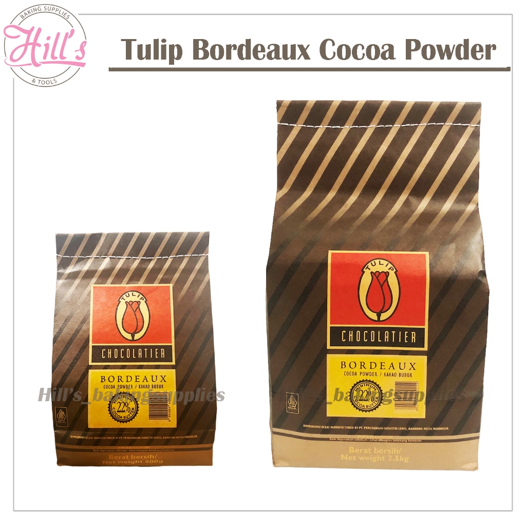 

TERMURAH !!! TULIP BORDEAUX 500 Gr & 2.5 Kg COCOA POWDER (KEMASAN PABRIK) DARK / COKLAT BUBUK PREMIUM COKELAT CHOCOLATIER 500Gr 2,5 Kg 2500 Gr
