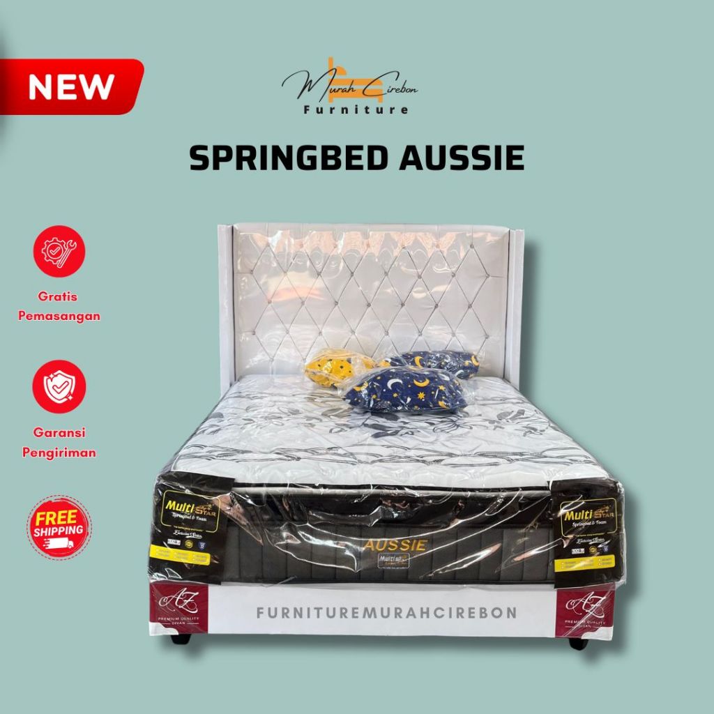 Set Divan Springbed Aussie Tebal 38cm - Kasur Mewah Plushtop Pillowtop - Set Divan Kasur Hotel