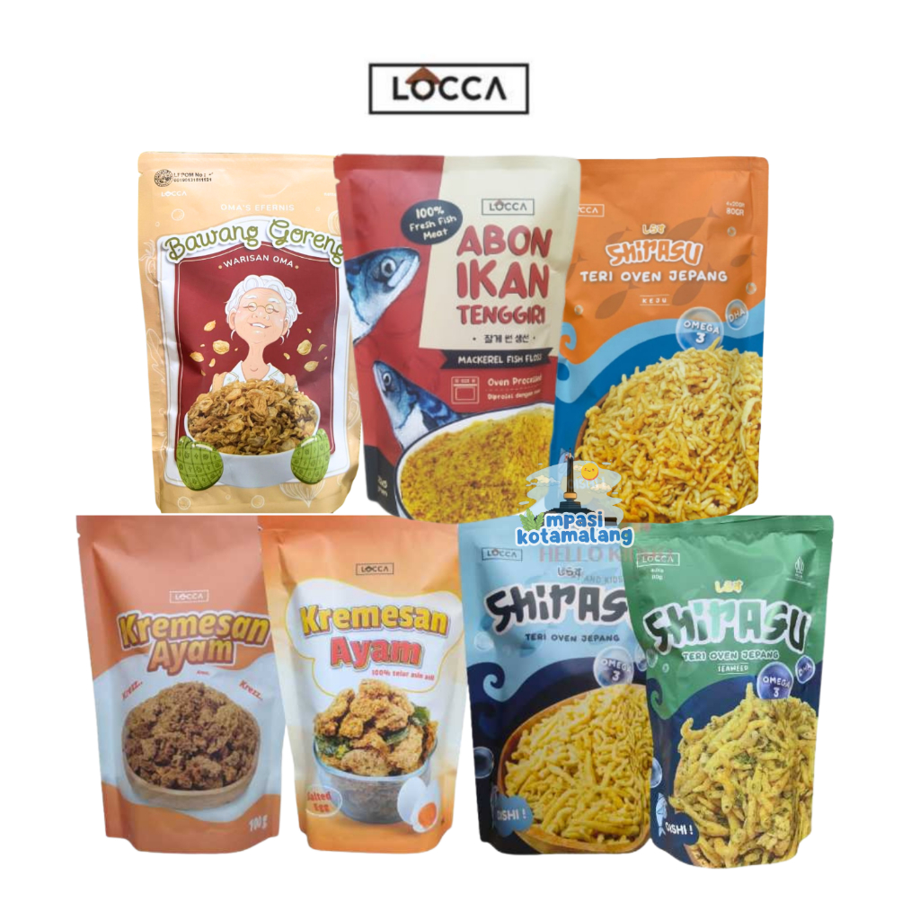 LOCCA SHIRASU IKAN TERI OVEN 80G/TERI KEJU/KREMESAN AYAM/ABON IKAN TENGGIRI/ABON KERAPU/SNACK MPASI 