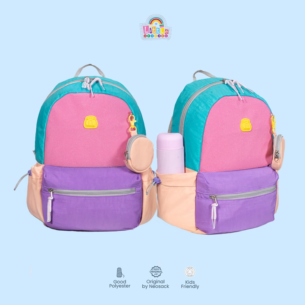 Little Neosack - MACAROON Tas Ransel Anak Casual SD -  FREE RAIN COVER & COIN POUCH - LA5923
