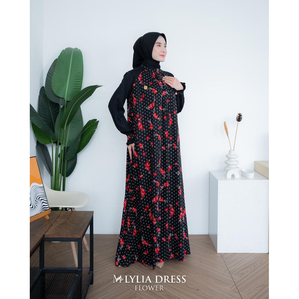 Lylia dress by marema zalifa✔️gamis motif, gamis lebaran, gamis cantik