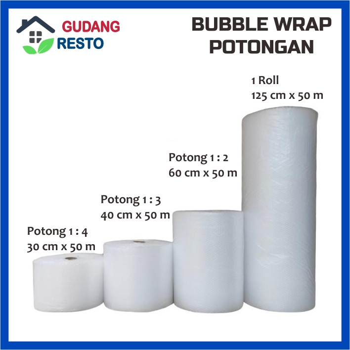 

Bubble Wrap Roll 3 kg 50m NON CORE Kualitas Terbaik Plastik Tebal Potongan 60 / 40 / 30 cm Bungkus Packing
