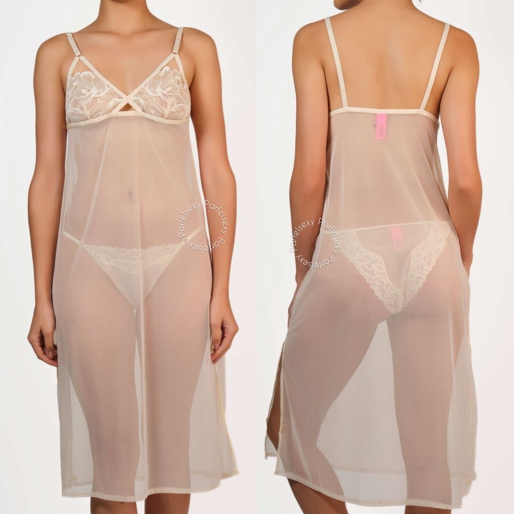 La Senza Sheer Mid Length Slip Dress Long Chemise Lingerie Wanita XS S M L 60263569