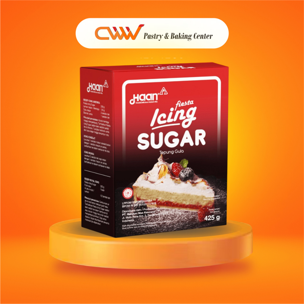 Haan Icing Sugar Tepung Gula Halus Putih 425g Donut Biskuit Cookies Karakter Topping Kue Cake Roti