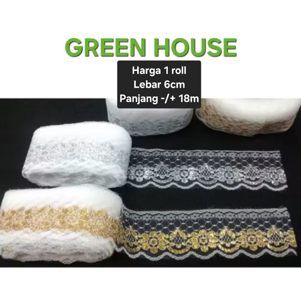 ROLL : Renda Air Bunga Lebar 6cm | Renda Bunga Renda Souvenir Renda Gold Renda Silver