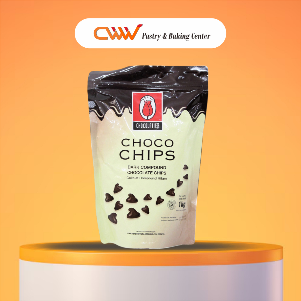 

Tulip Chocolate Chips Coklat Compound Dark 1kg Topping Kue Roti Cookies Cupcake Muffin Es Krim