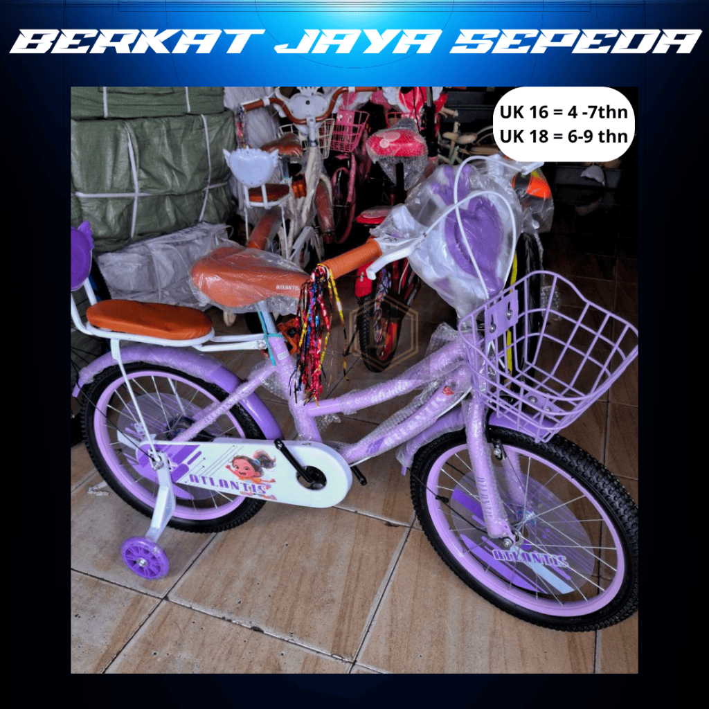 SEPEDA MINI 16 INCH , 18 INCH ATLANTIS 093 JQ  / SEPEDA ANAK PEREMPUAN ATLANTIS / SEPEDA KERANJANG A