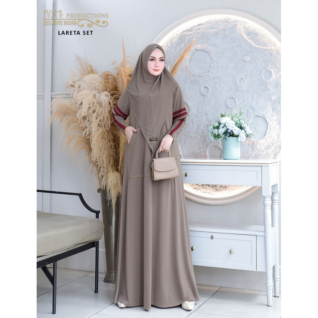 LARETA SET BY IVAS PRODUCTION / GAMIS SYARI POLOS / GAMIS MUSLIMAH BRANDED / GAMIS UMROH