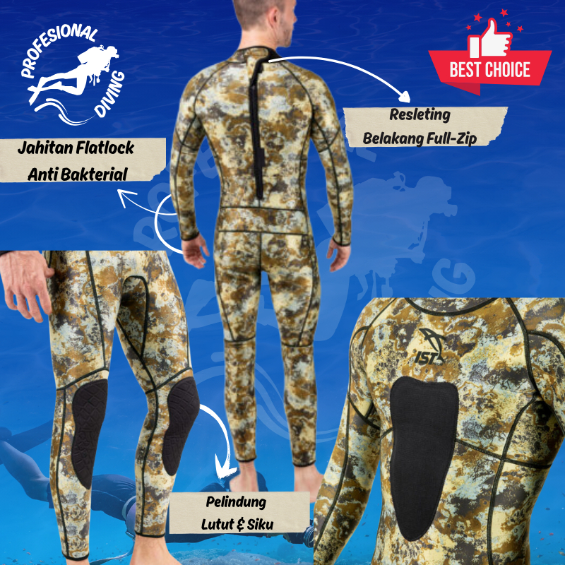 Baju Selam Freedive Wetsuit Puriguard 3MM Camo Jumpsuit PG-WS-826 IST