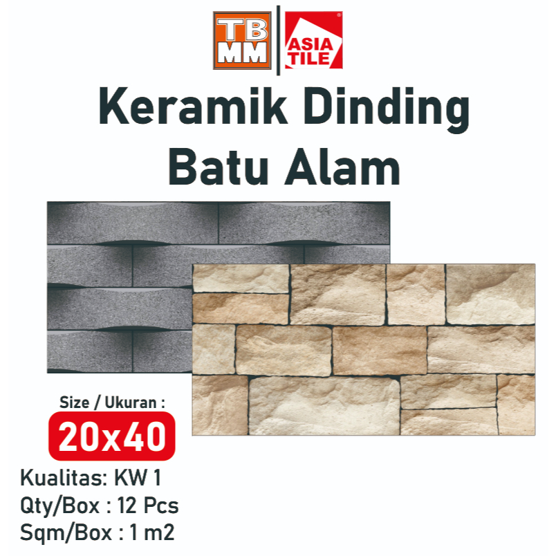 Keramik Dinding Batu Alam 20x40 / Keramik 20x40 Motif Batu Alam