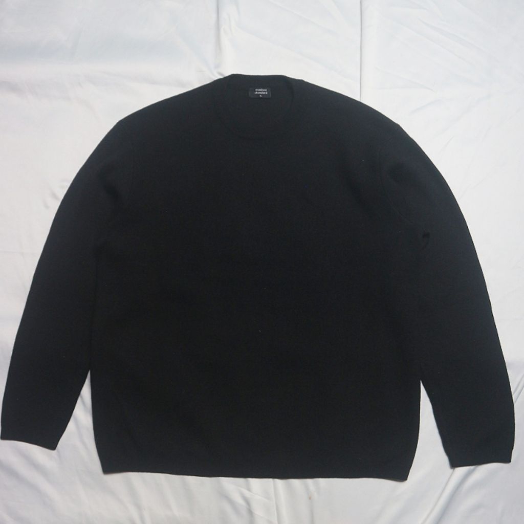 MUSINSA STANDARD Minimal Knit Crew Neck Black Hitam Knitwear Sweater Sweatshirt Crewneck Rajut Wool 