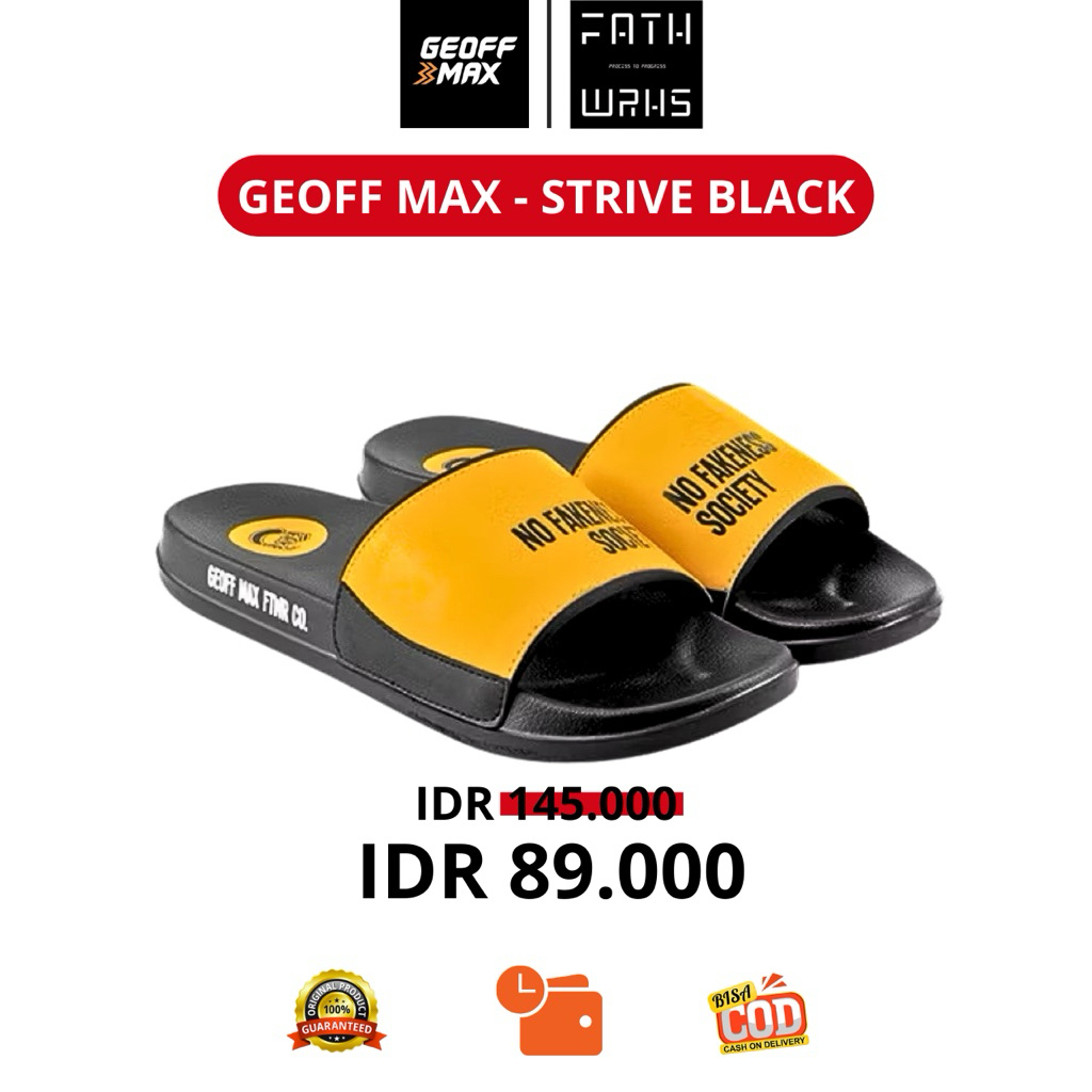 Sandal Geoff Max Original - Strive Black | Slipper | Sandal Slide | Slop | Sandal Unisex