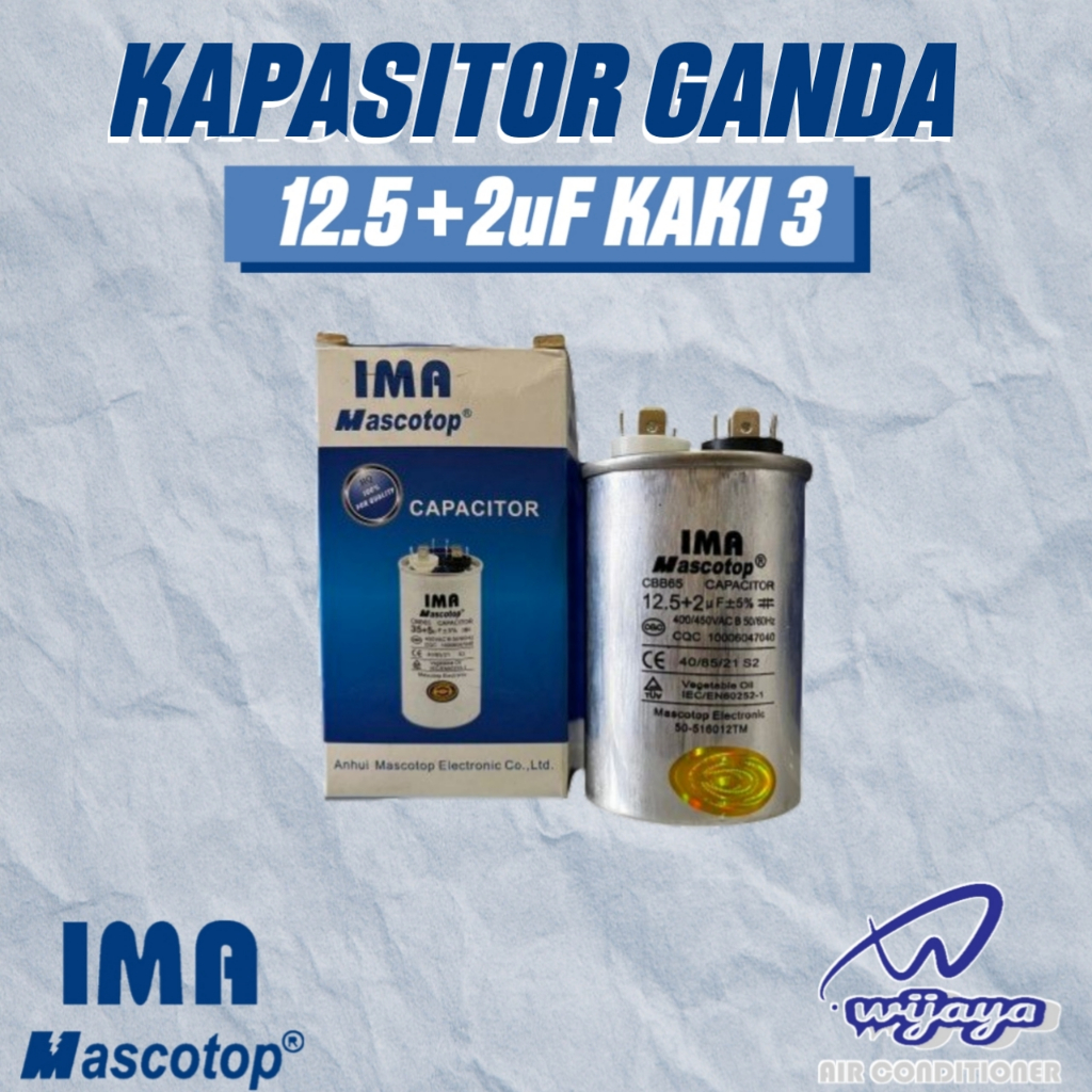 Kapasitor AC Ganda / Capasitor AC Double 12,5+2UF IMA Mascotop