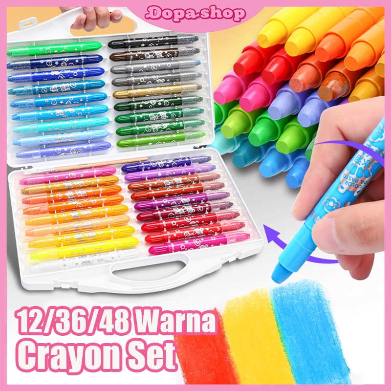 

12/36/48 Warna Grasp Crayon Set Silky Crayon Lukis Krayon Water Soluble Warna Cerah