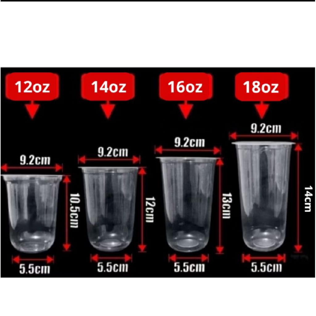 Gelas Plastik Oval Bening 14oz 16oz 18oz 22oz / Gelas Plastik Kopi / Bahan Tebal / Termurah Terlaris