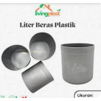 

550/Literan Beras Plastik 1 Liter Abu Tebal