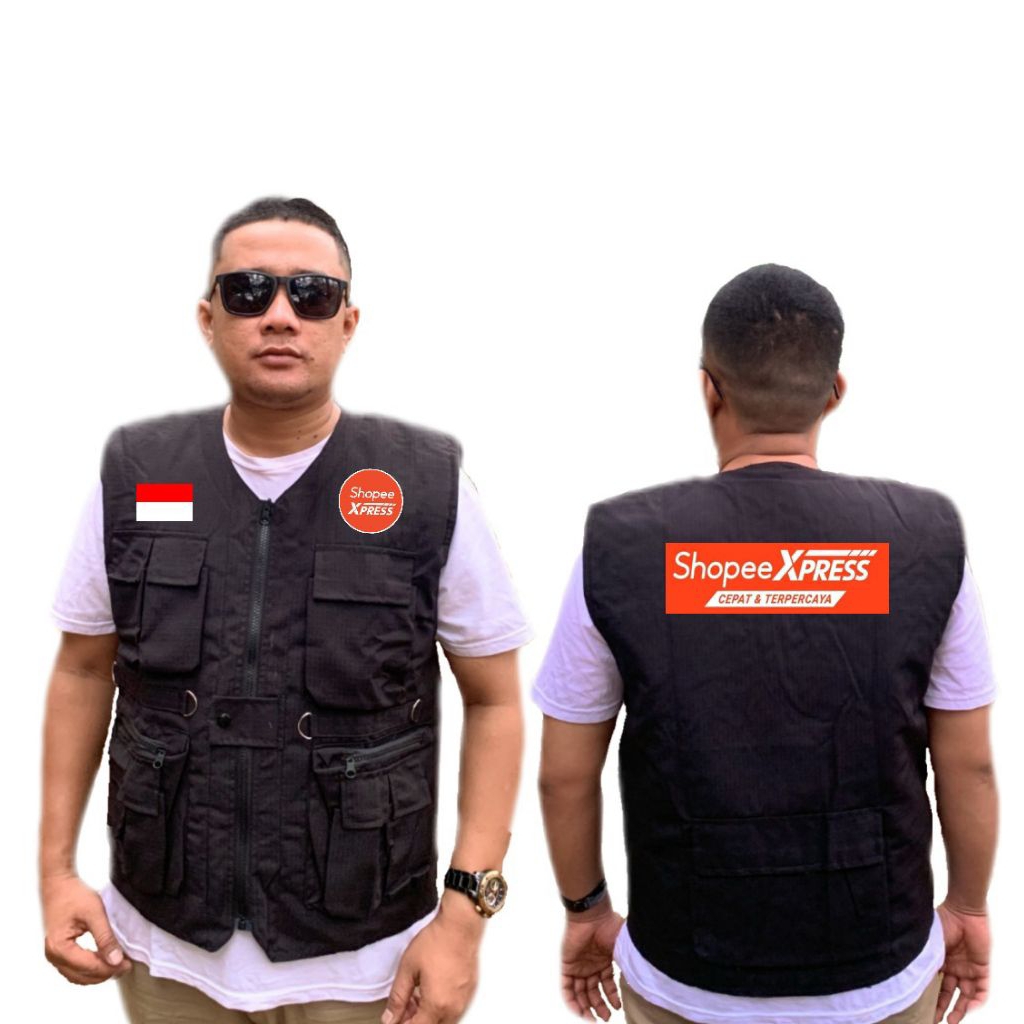 Rompi jeep Hitam sablon ojol grab , grabfood , shopee express , shopee food , gojek , gofood , maxim