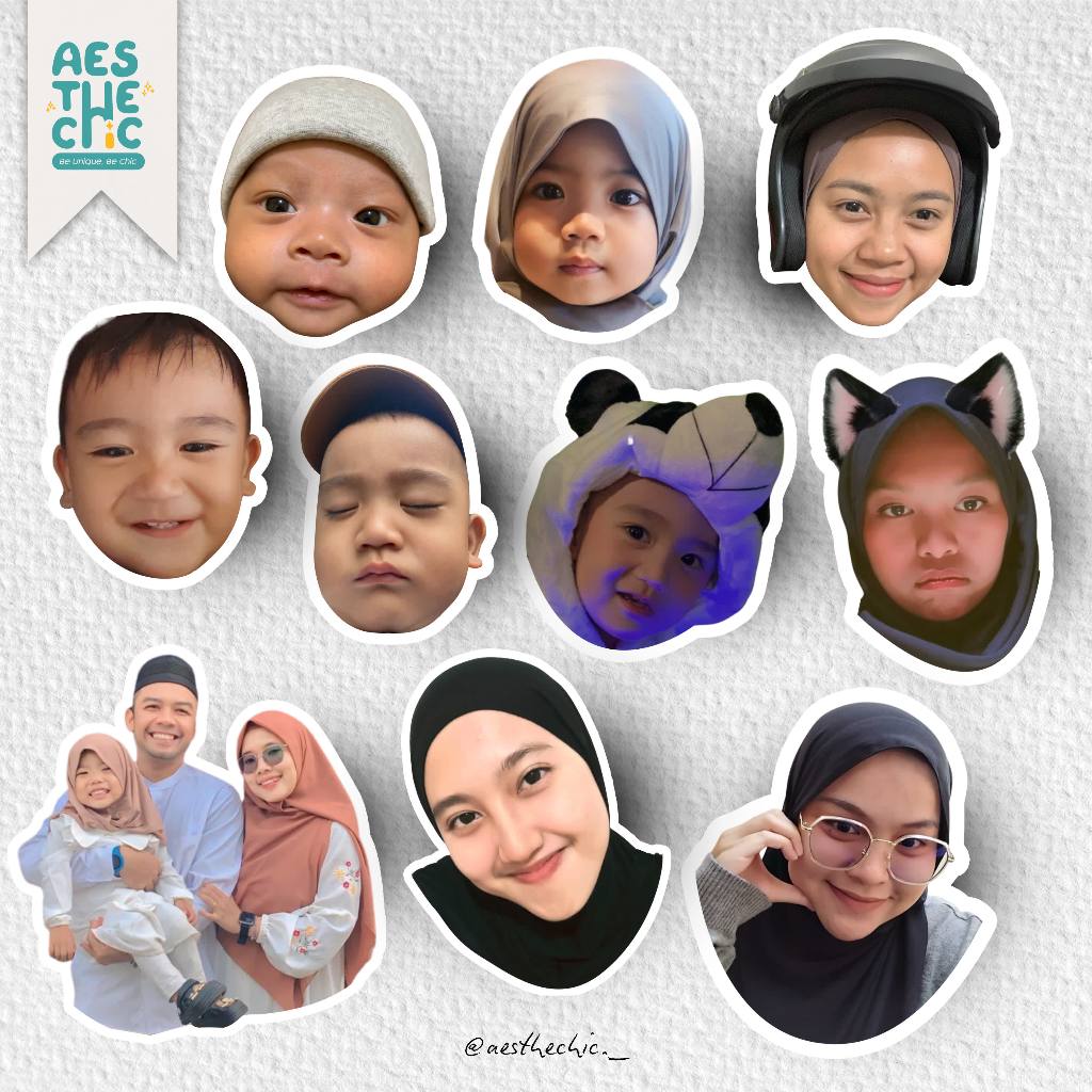 

Stiker Pack WAJAH CUSTOM MAX. 3 POSE Waterproof Anti Air u Freebies Buku Journal Casing Phone Aesthechic