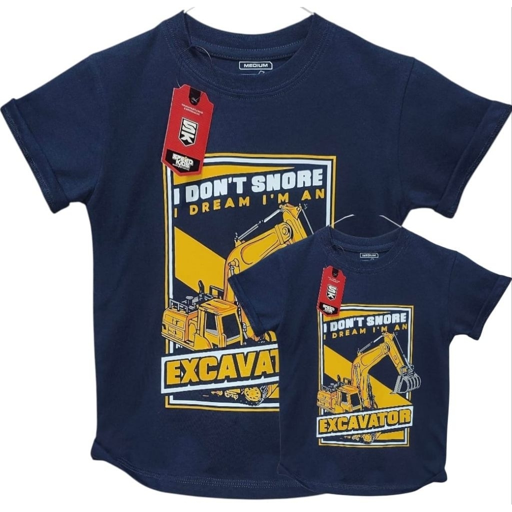 kaos distro anak motif karakter excavator