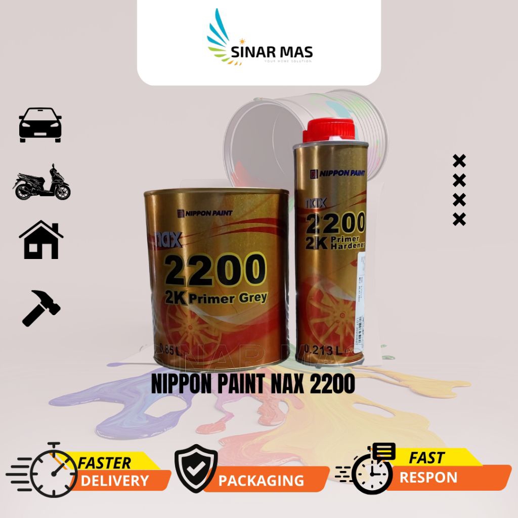 Cat Dasar Epoxy Primer Nippon Paint NAX 2200 2K Surfacer Set 1 Liter + Hardener - Anti Karat Otomoti