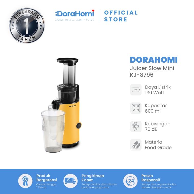 DORAHOMI Slow Juicer Multifungsi – Alat Pembuat Jus Buah & Sayur dengan Filter Ampas