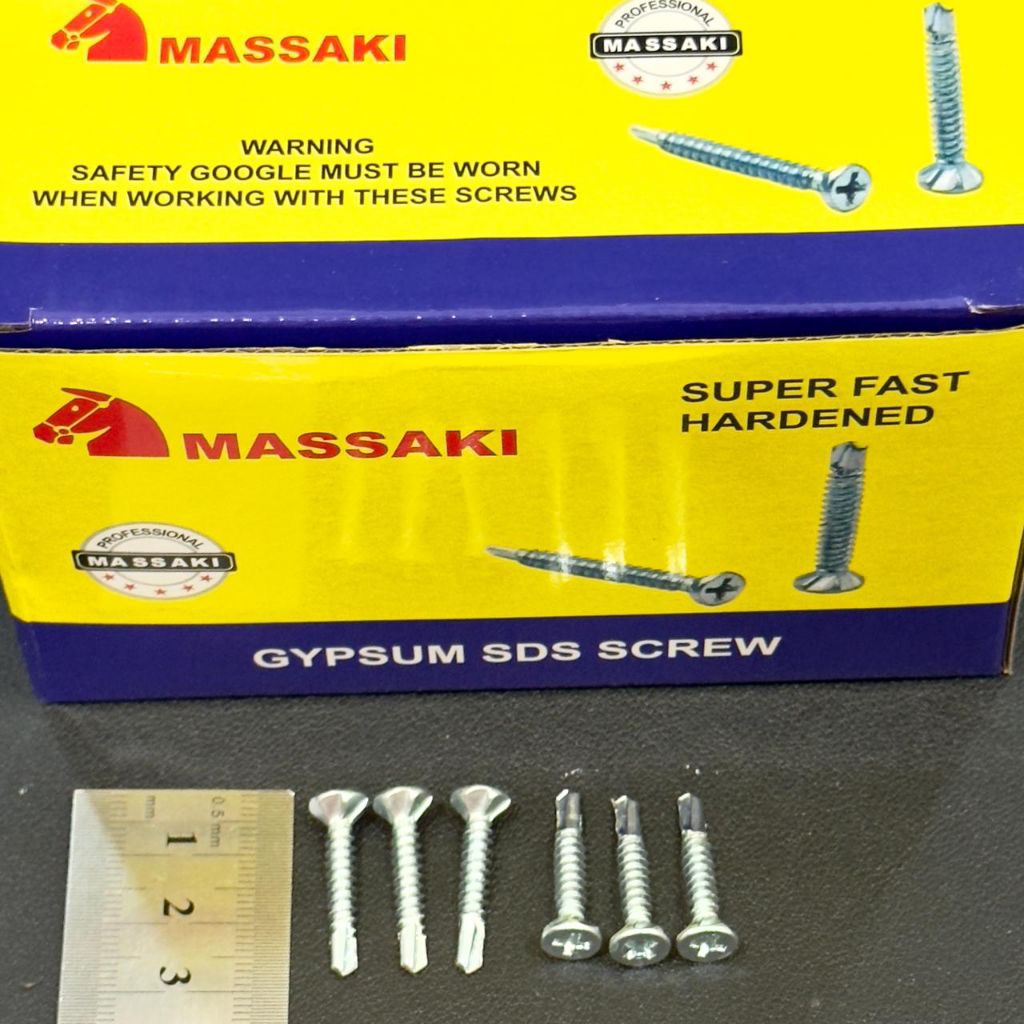 baut gipsum tipe sds MASSAKI 1x8 putih // skrup gypsum ujung sds panjang 1 inchi // sekerup baut grc