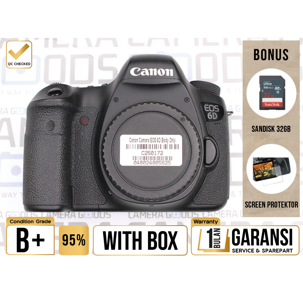 Kamera Canon EOS 6D DSLR Full Frame Camera Body Only Second Bekas Grade B+ - Canon 6 D - C250172