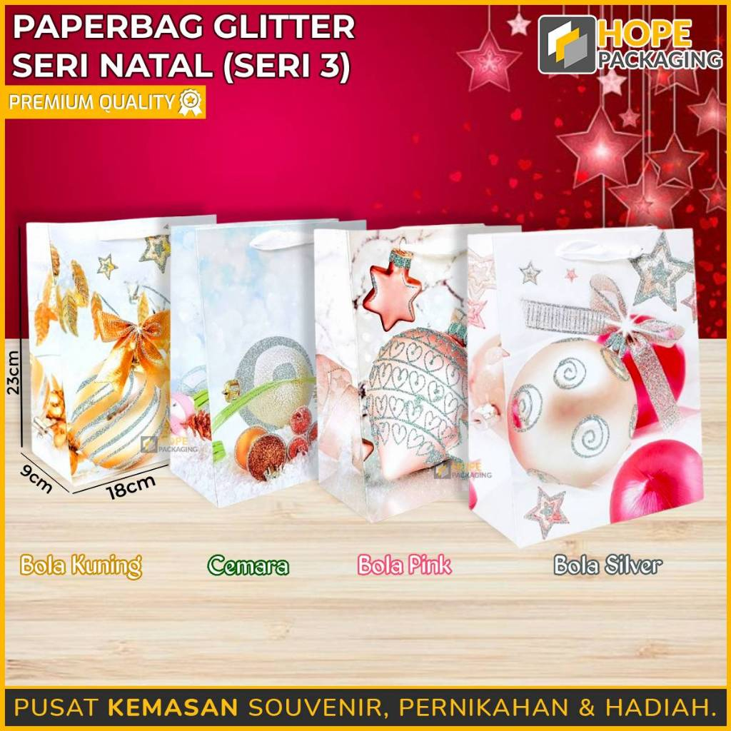 

Paper Bag Glitter Natal SERI 3 / Tas Glitter Souvenir Natal / Tas Bingkisan / Tas Kado / Paperbag Souvenir Ultah / Tas Snack / PaperBag Gift / Tas Jinjing / PaperBag Hadiah