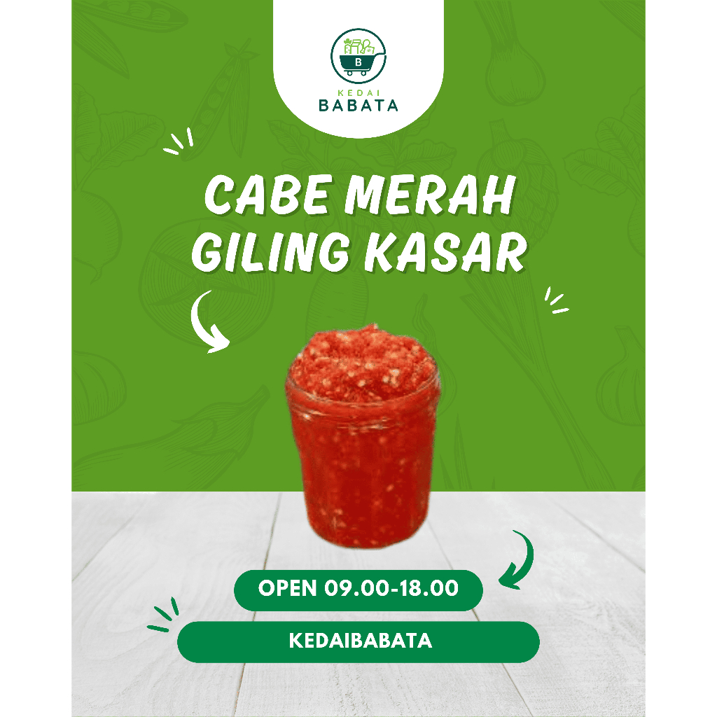 

Cabe Cabai Giling Kasar Dendeng Halus Merah dan Hijau Kasar Fresh Segar Kedai Babata Padang