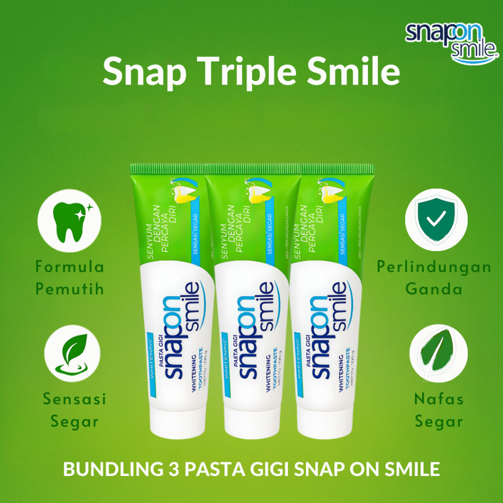 Snap On Smile Bundling 3 Pasta Gigi Dengan Formula Alami & Menyegarkan Nafas 100 Gram - Perlindungan