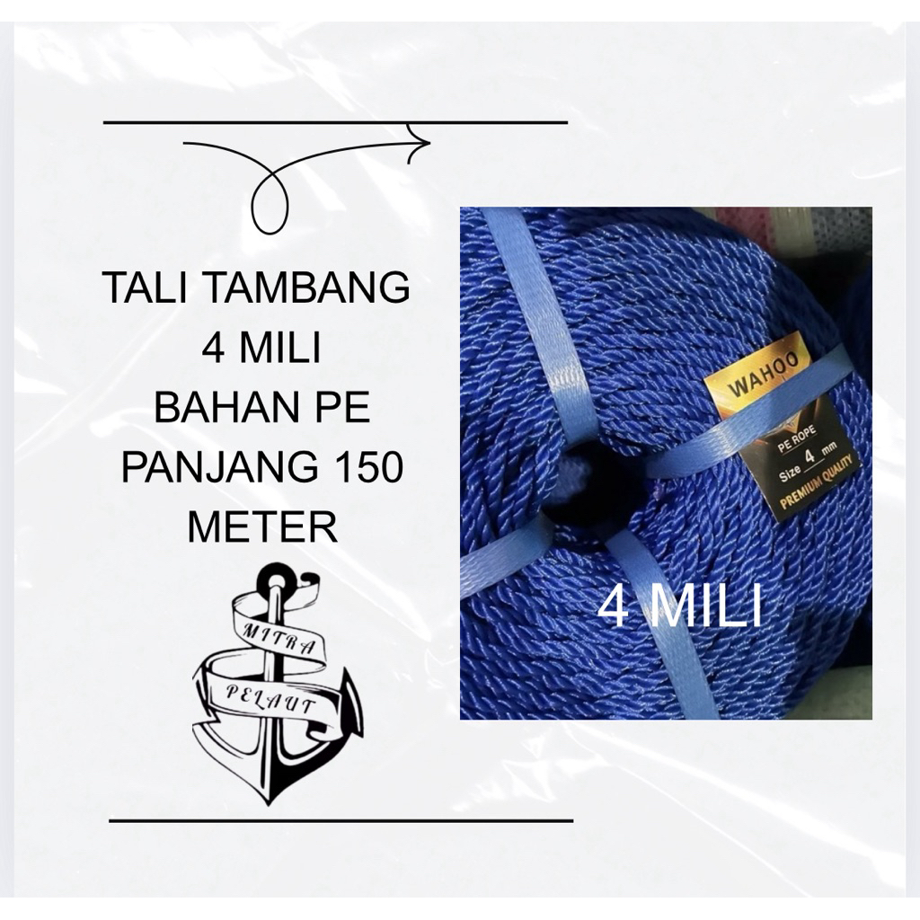 

Tali Tambang Pe 4 Mili / Tali Tambang Plastik 4 Mili / Tali Tambang 4 Mili Warna / Tambang 4 Mili / Tali tambang 4 Mili Bahan Pe
