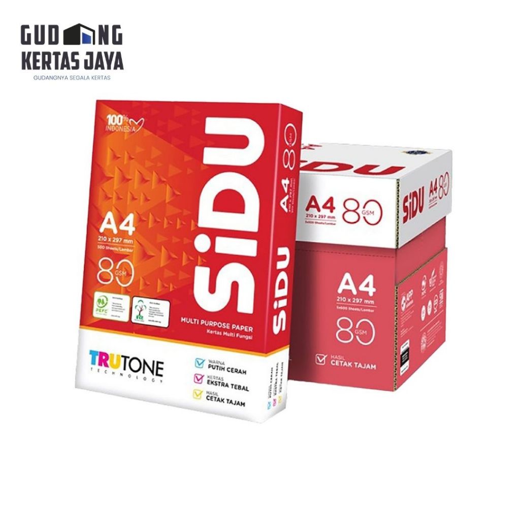 

Sidu A4 80gr 1 box/ 5 rim (2500 Lembar) Kertas HVS