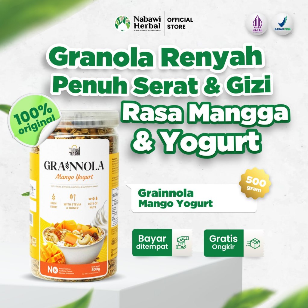 

TIMUR TENGAH - Granola Grainnola Mango Yogurt 500gr - Sereal Sarapan Sehat Rendah Kalori