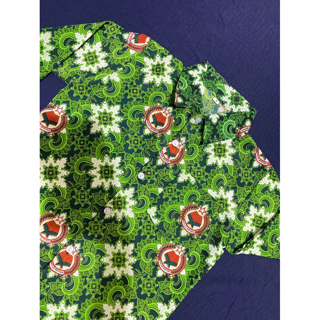 Baju Batik Sekolah Sd Negeri Motif hijau ikhlas berama seragam sekolah kemeja madrasah ibtidaiyah