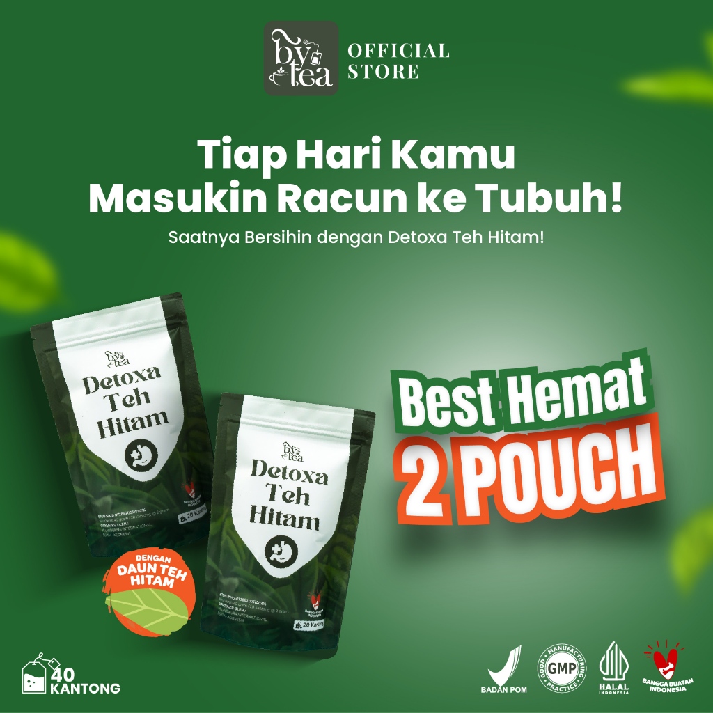 

Paket 2 Pouch BYTEA Detoxa Teh Hitam Bantu Teh Detox Atasi Sembelit Pelancar BAB dan Atasi Perut Begah Pembersih Usus | Herbal Detox Alami