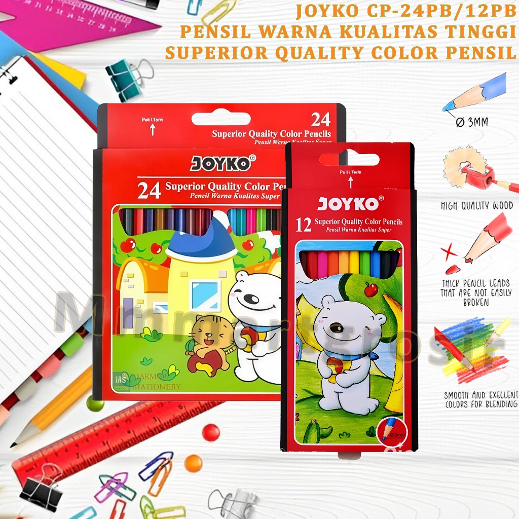 

Joyko / Pensil Warna Kualitas Tinggi / Pensil Warna Full Color / CP-12PB & CP-24PB