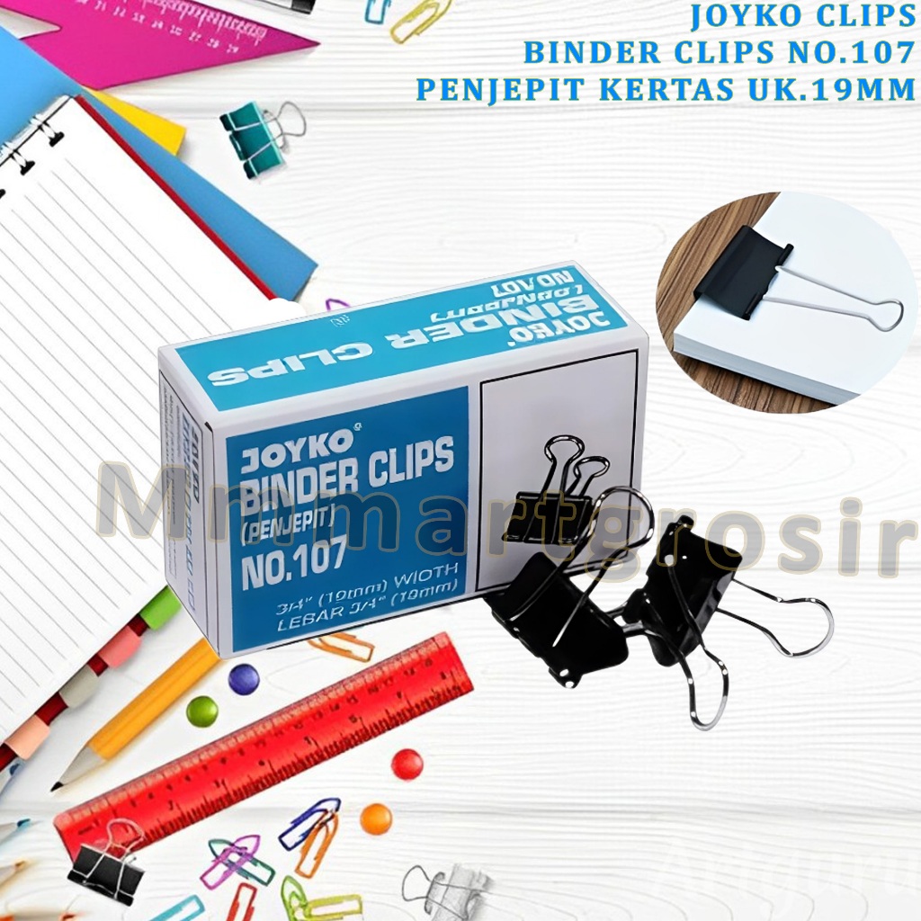 

Joyko / Penjepit Kertas Serbaguna / Binder Clips No.107 / Uk.19mm