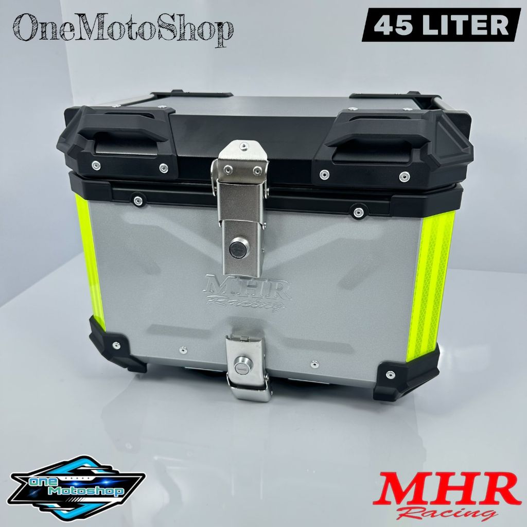 TOP BOX/BOX Bagasi Motor MHR Racing 45 LITER SILVER UNIVERSAL For Honda/Yamaha/CB X/CB R/MEGA PRO/VE