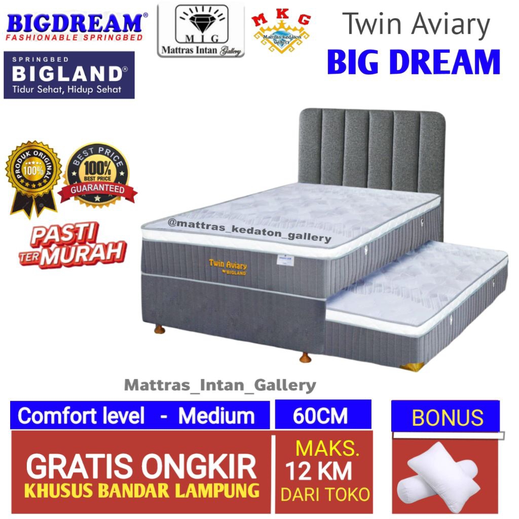 BIG DREAM TWIN AVIARY ABU SORONG DOUBLE PLUSHTOP 2 IN 1 UK 120 - KASUR MATRAS 2IN1 BIGLAND MATTRAS K