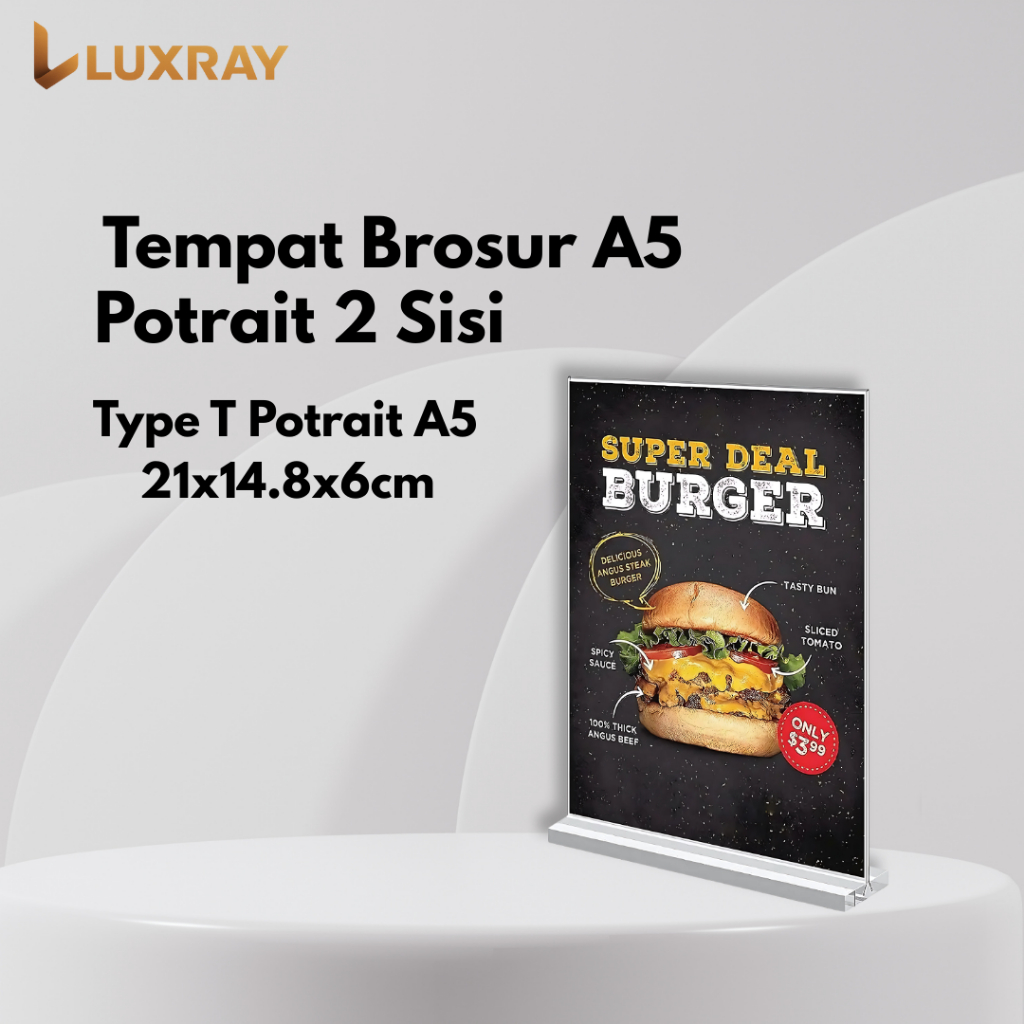 

LUXRAY Tempat Brosur A5 Acrylic Tent Holder Card Portait 1,5mm