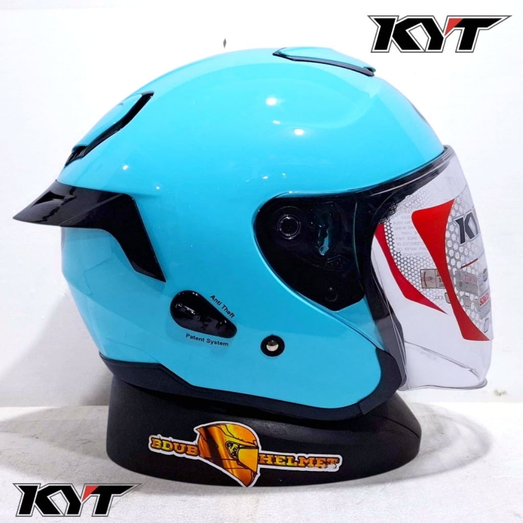 Helm KYT Kyoto R Aqua blue paket ganteng original kyt