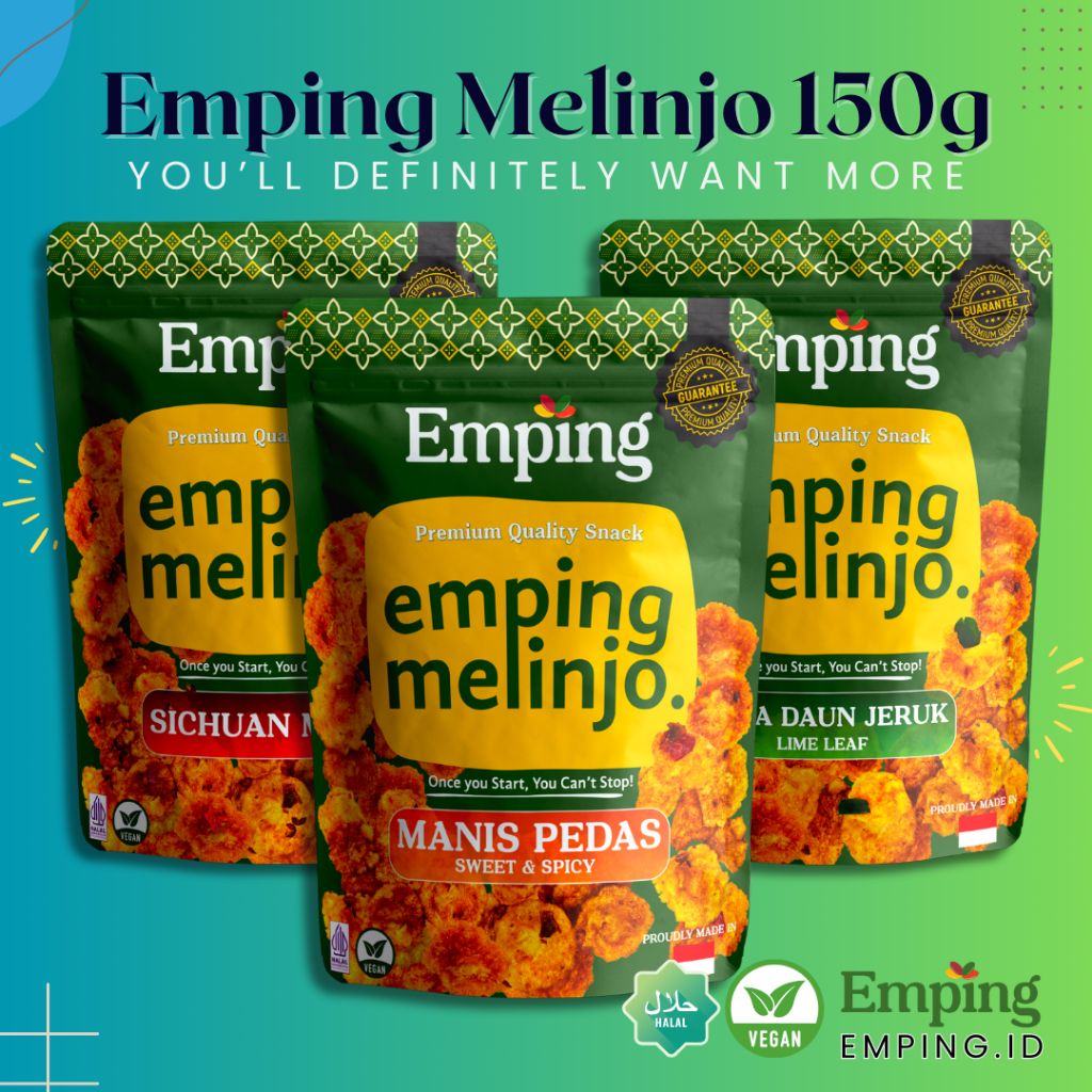 

Emping Melinjo Pedas Manis, Daun Jeruk, Szechuan Mala | Super Premium Emping | Emping So Good [150g]
