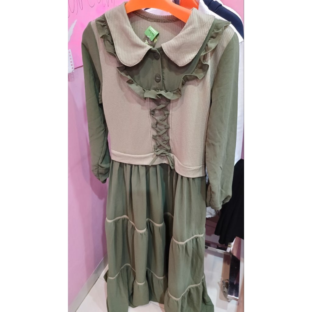 gamis knit hijau sage