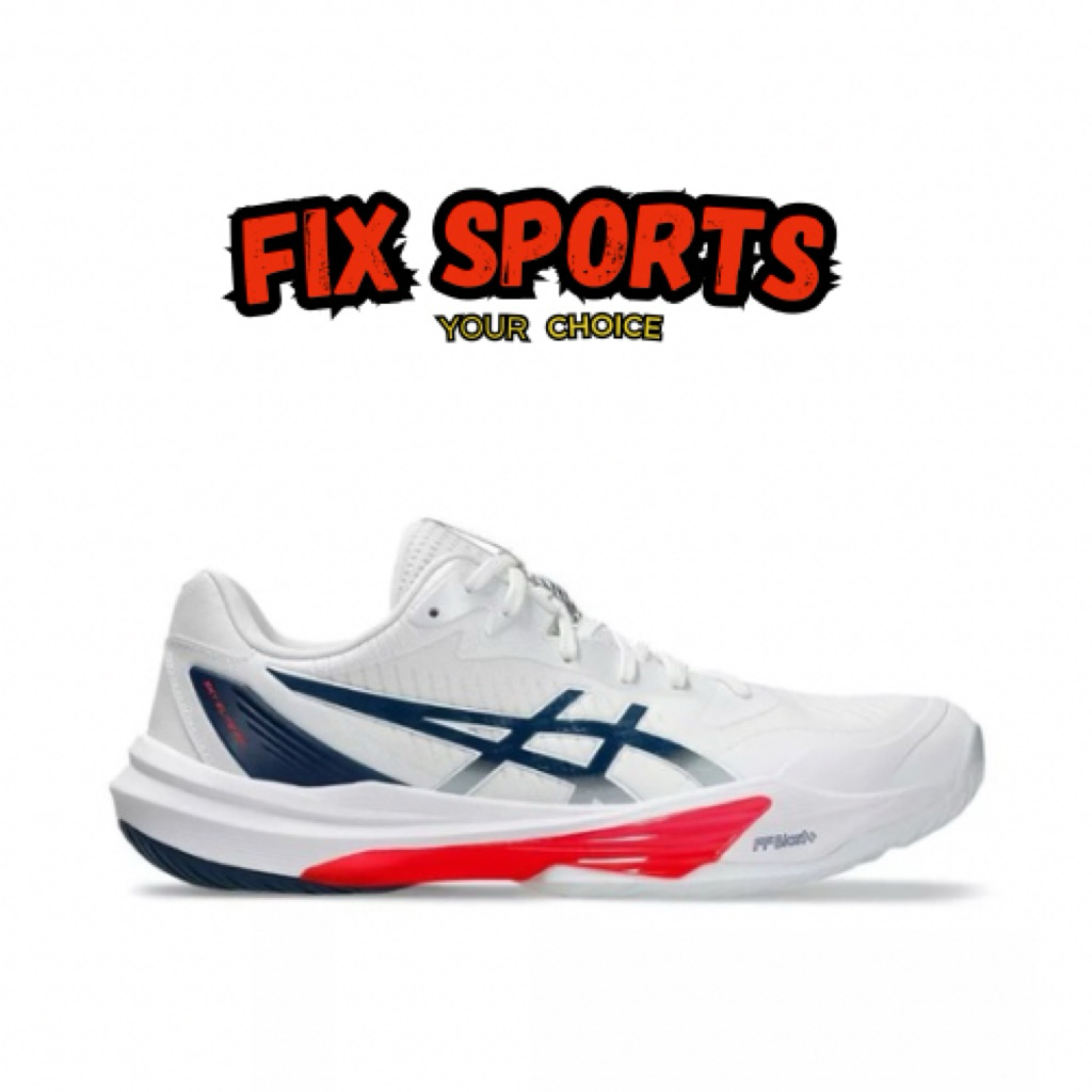 Sepatu Voli Pria Asics Sky Elite FF 3 White Mako Blue 151A08014
