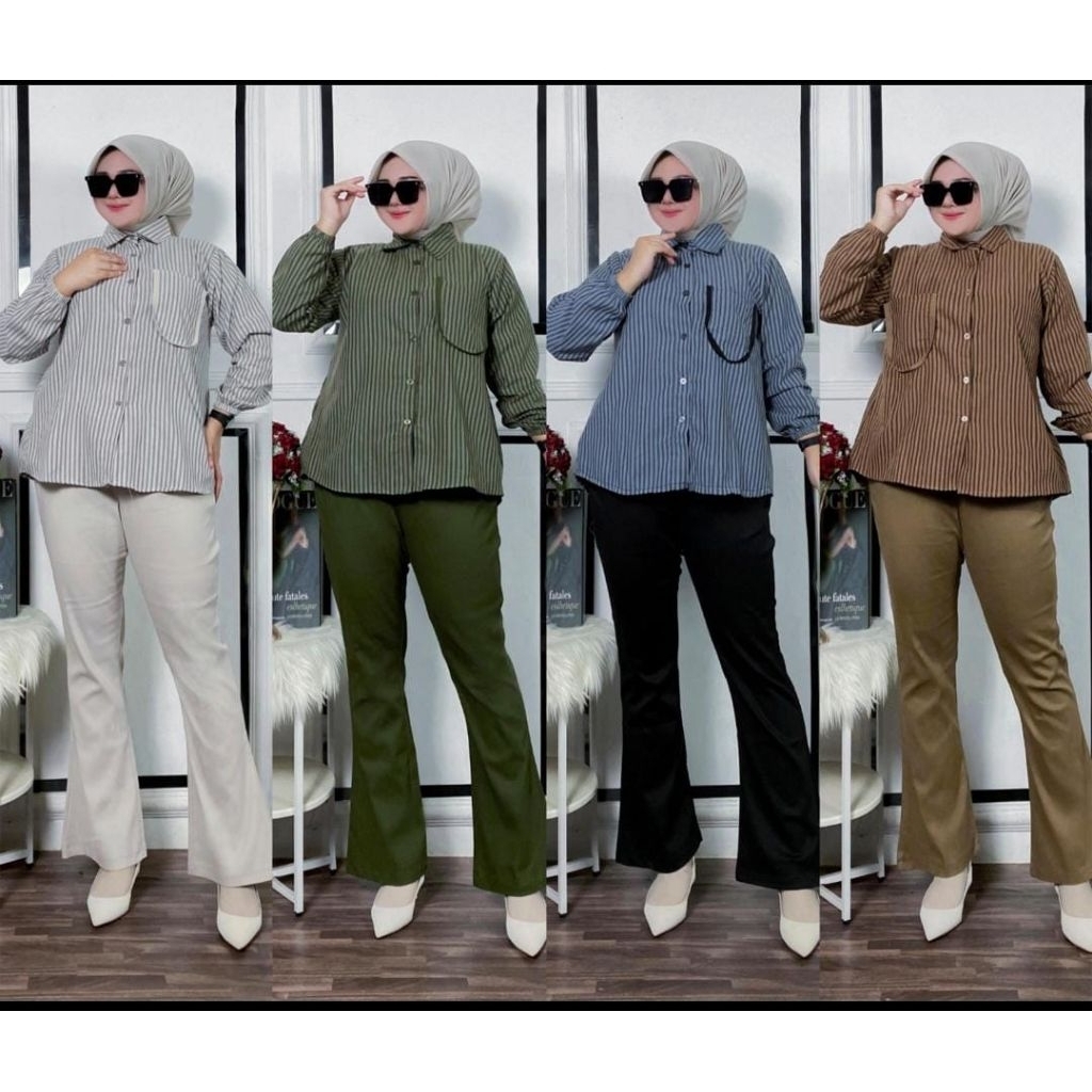 Setelan Combed kemeja  twill cinos#seteln murah premium